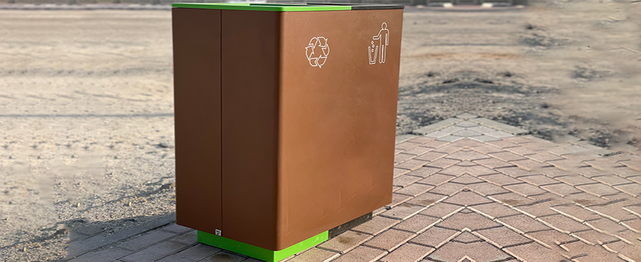 Brown outdoor waste bin by Municipality for public cleanliness