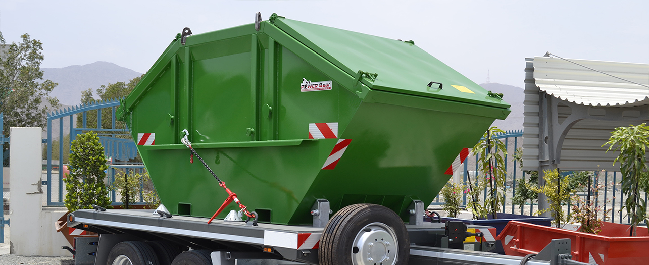 Green waste container on trailer