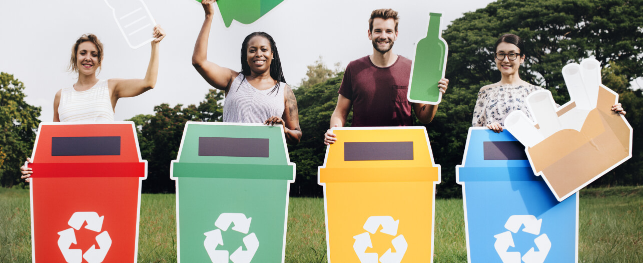 Colorful recycle bins by Power Bear