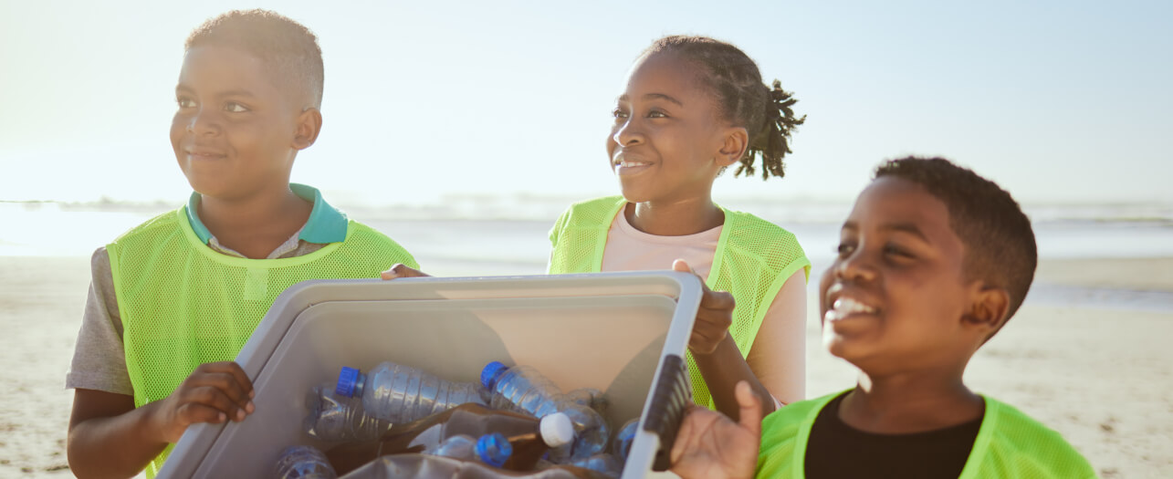 Kids participating in promoting waste management