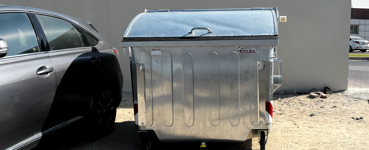 Galvanized Steel Bins near parking place
