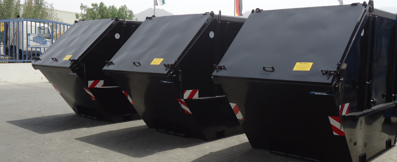 Black Horizontal waste skip